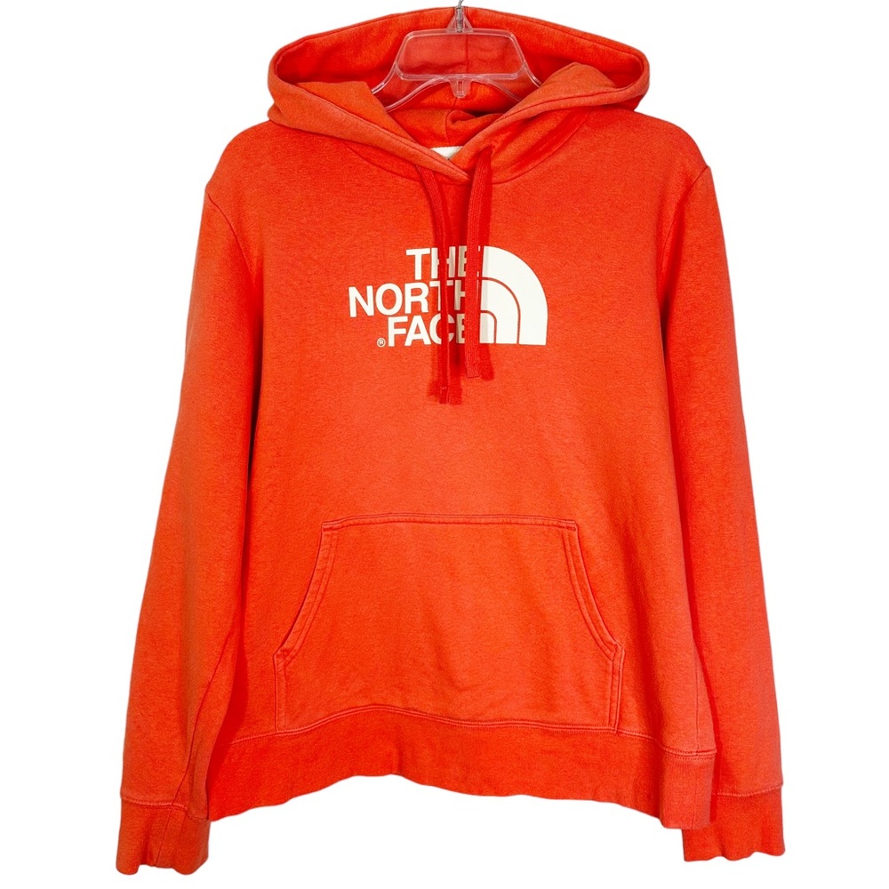 The North Face Big Logo Pullover Hoodie Sweatshirt in CORAL Women’s Sz L